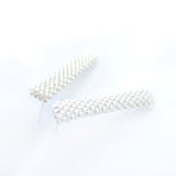 Classic Silver Bars Beaded Long Stud Earrings
