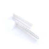 Classic Silver Bars Beaded Long Stud Earrings
