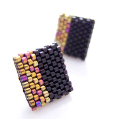 Color Block Beaded Stud Earrings
