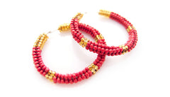Nubian Classic Red Beaded Hoops