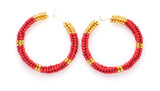 Nubian Classic Red Beaded Hoops