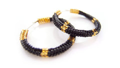 Nubian Classic Black Beaded Hoops