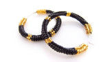 Nubian Classic Black Beaded Hoops