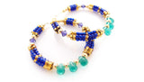 Nubian Queen Blue Beaded Hoops