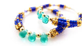 Nubian Queen Blue Beaded Hoops