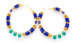 Nubian Queen Blue Beaded Hoops