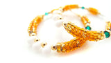 Nubian Queen Tangerine Beaded Hoops