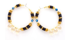 Nubian Queen Black Beaded Hoops