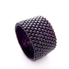 Classic Black Beaded Ring