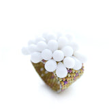 Anemone White Beaded Ring