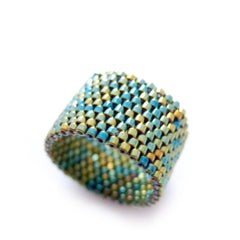 Classic Metallic Green Beaded Ring