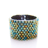 Classic Metallic Green Beaded Ring