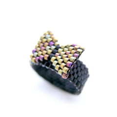 Gold Bow Beaded Ring