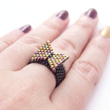 Gold Bow Beaded Ring