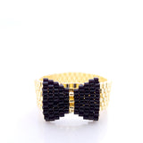 Black Tie Beaded Ring