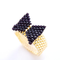 Black Tie Beaded Ring