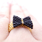 Black Tie Beaded Ring