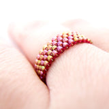 Skinnies Raspberry Beaded Ring