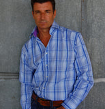 Karsten Dress Blue & White Plaid Mens Shirt