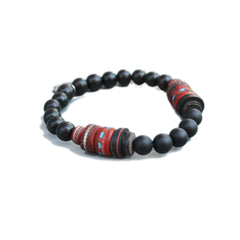 Jeera Goli Black Onyx and Vintage Mala Beads Bracelet