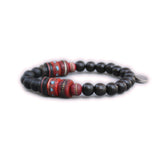Jeera Goli Black Onyx and Vintage Mala Beads Bracelet
