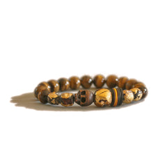 Cheeni Tiger Eye and Gold Leaf Mala Beads Bracelet