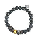 Dhania Lava and Black skull bracelet