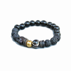 Dhania Lava and Black skull bracelet