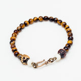 Bari Faceted Tiger eye bracelet with Bone and Buddhist Monk beads