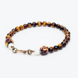 Bari Faceted Tiger eye bracelet with Bone and Buddhist Monk beads