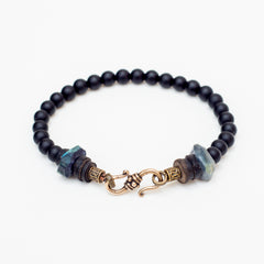 Choti Onyx bracelet with Hand cut Labrodite nuggets