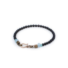 Chutney Faceted Onyx and Blue jade bracelet
