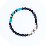 Gur (Aqua) Black Onyx and vintage African Snake bead Bracelet