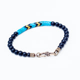 Gur (Aqua) Black Onyx and vintage African Snake bead Bracelet