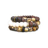 Earth tone stack - Bone and Tiger Eye Bracelets
