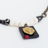Kali Mirch Tribe Of Judah Lion Head Pendant and Bone Necklace