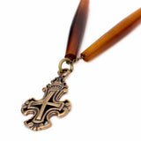 Aalsi Hair Pipe horn Tubes with Brass Cross and Bone Necklace