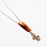 Aalsi Hair Pipe horn Tubes with Brass Cross and Bone Necklace