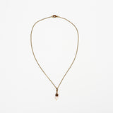 Anaar-White White Large Pearl with Brass Crown on brass chain Necklace