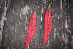 Leather Feather Earrings