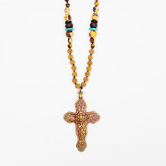 Demeter Brown lava and tiger eye protection Necklace