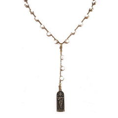 White Czech Bead Buddha Necklace