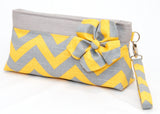 Large Wristlet Clutch - Yellow Zig