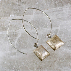 Antique Silver Square Dangle Earrings