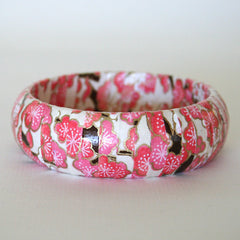 Pink Floral Paper Wrapped Bangle