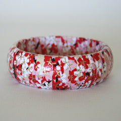 Red and Pink Floral Paper Wrapped Bangle
