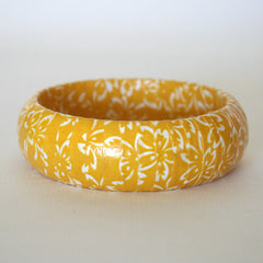 Yellow Floral Paper Wrapped Bangle
