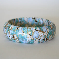 Light Blue Floral Paper Wrapped Bangle