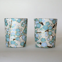 Light Blue Flowers Candle Holders