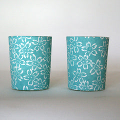 Teal Flowers Candle Holders